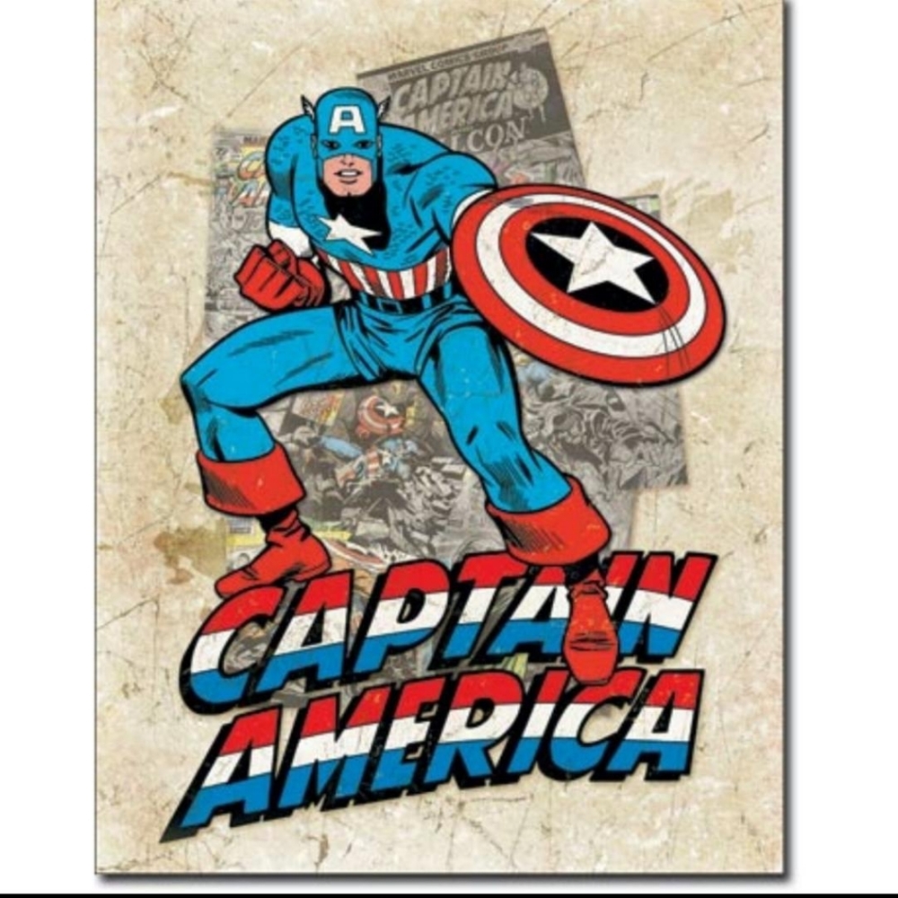 Captain America Tin Sign USA Made
